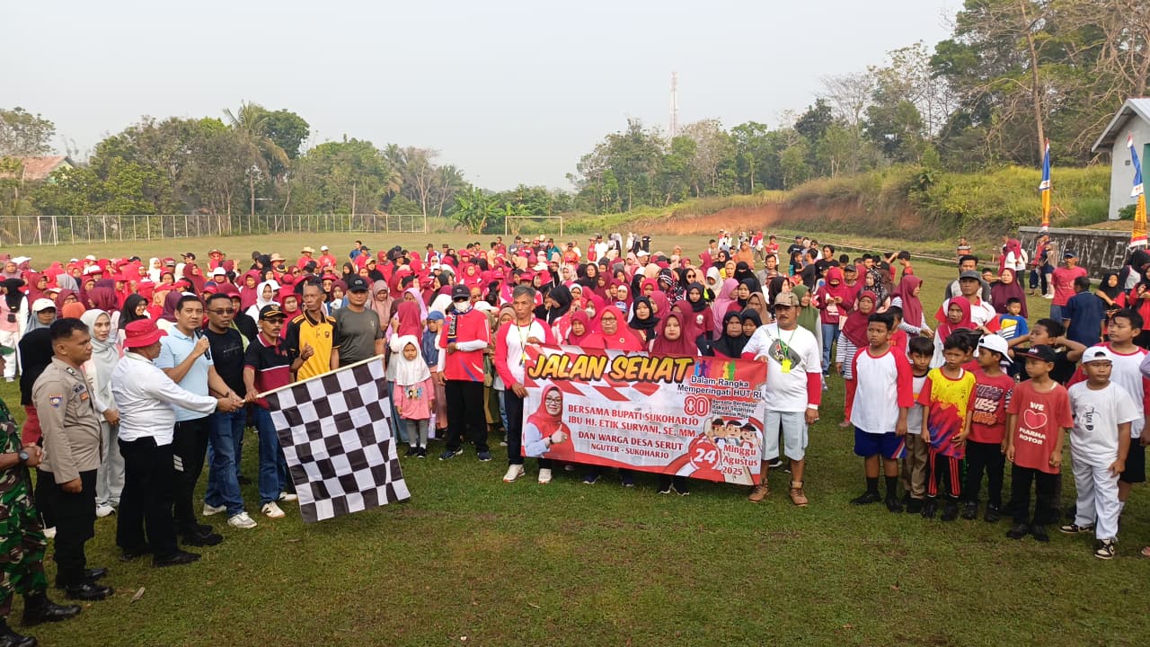 Gerak Jalan Meriahkan  HUT RI ke-80 Desa Serut Bersama Wakil Bupati Sukoharjo